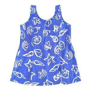 Vintage Seashell Print Tankini Swim Top